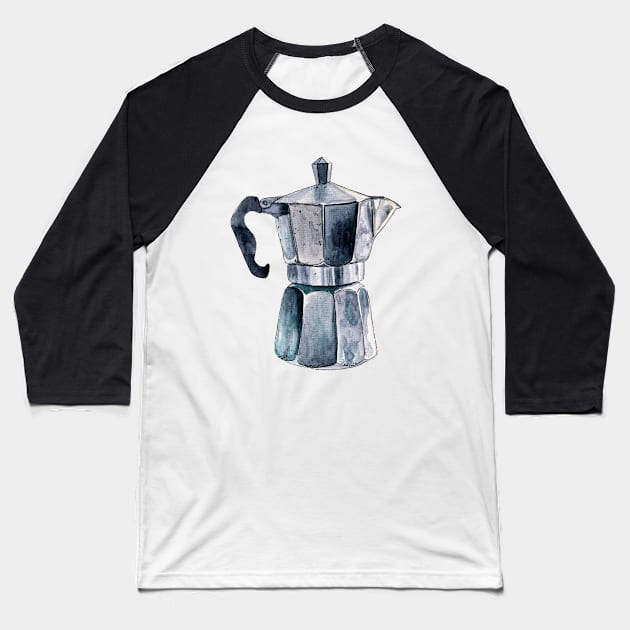 Watercolor Espresso Maker Baseball T-Shirt by voidea